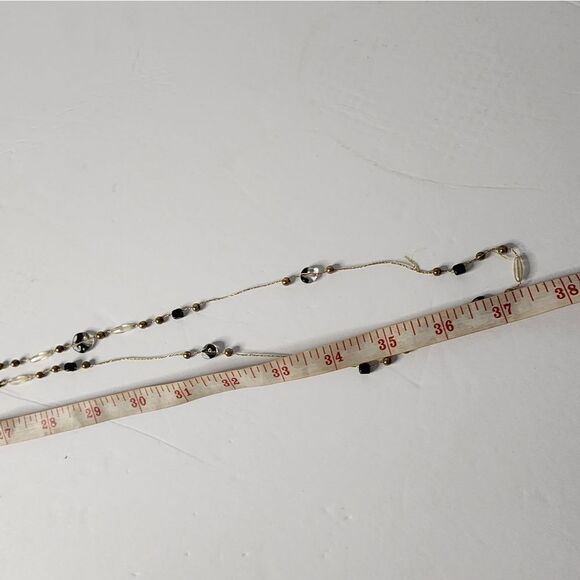 Vintage Gold and Black Fixed Bead Necklace - 37" - Picture 3 of 5